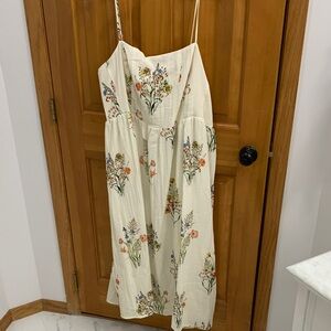 H&M Cream Floral Midi Dress